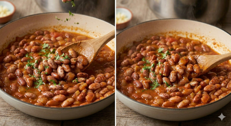 Cooked smoked Anasazi beans recipe with spices and traditional smoking method