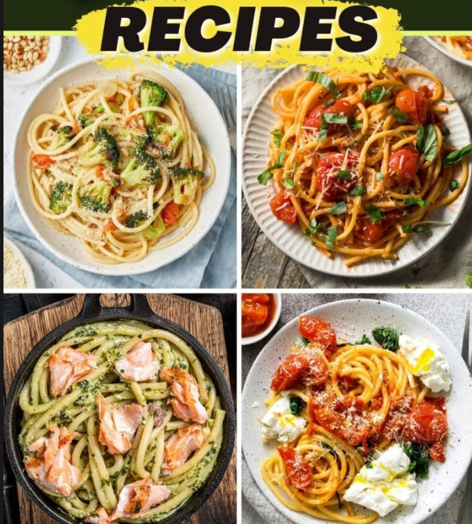 Creamy and saucy bucatini recipes pasta served in a bowl with herbs and cheese